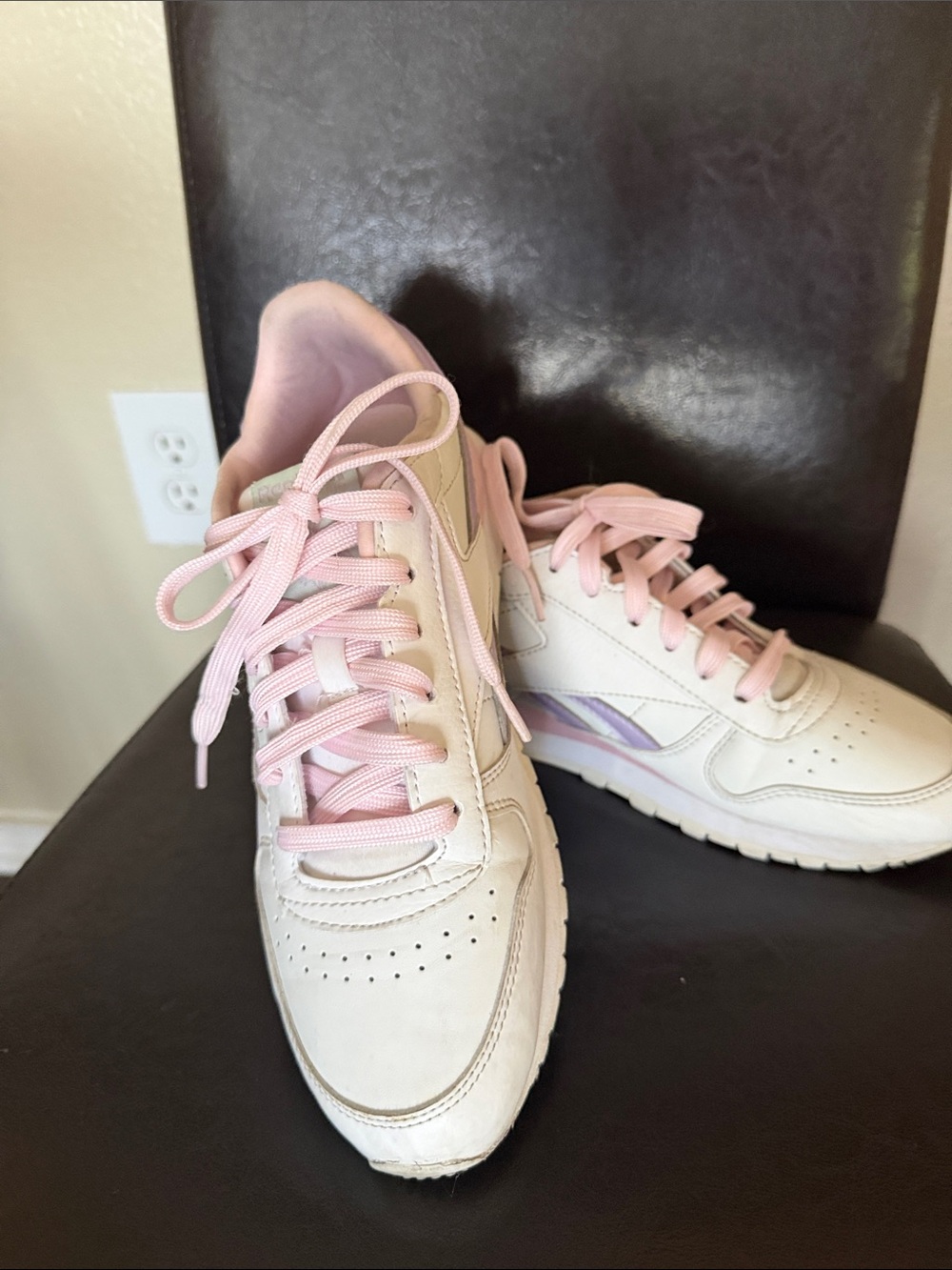 Reebok White Athletic Sneakers with Pink Accents